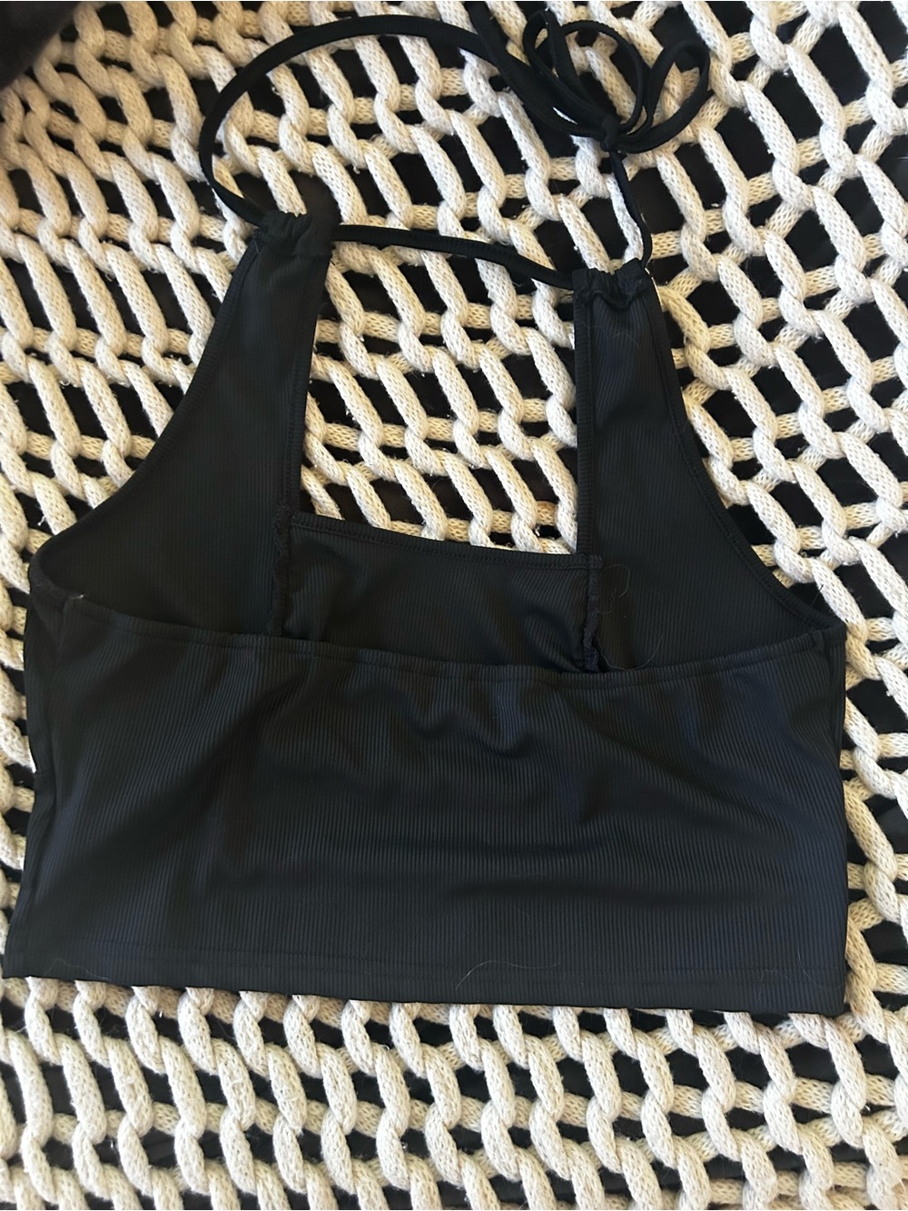 SHEIN Black Ribbed Halter Bralette